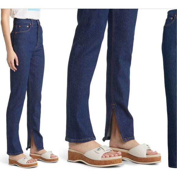 Re/Done drainpipe super high waist skinny jeans in rigid like color size 28 NWT - Picture 2 of 3